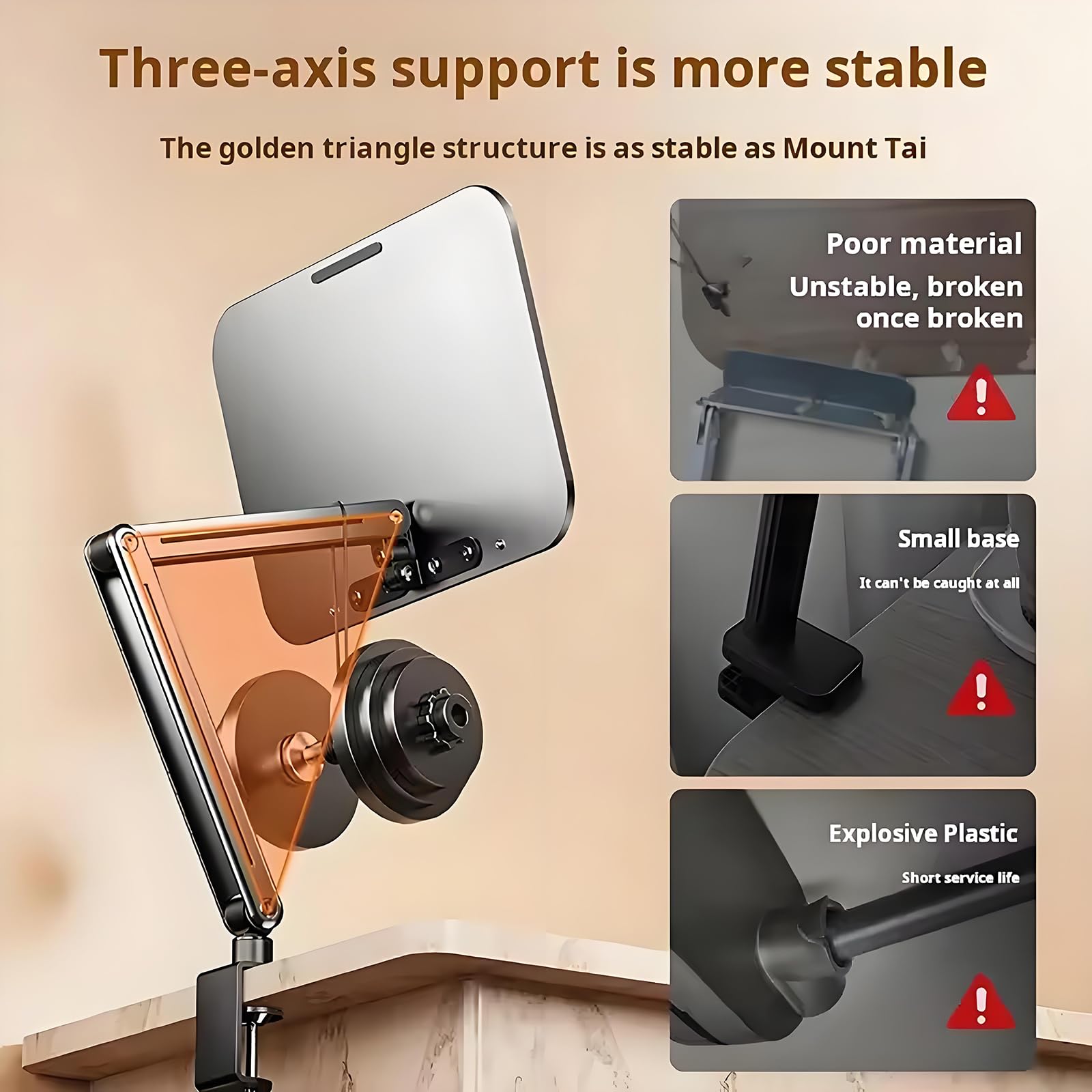 Supporto per libri regolabile in plastica, con base girevole a 360°, supporto pieghevole per ricette con morsetto a C, compatibile con dispositivi da 27,9 a 40,6 cm, per casa e ufficio