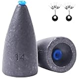 Worm Fishing Weights, Bullet Sinkers with Soft Plastic Insert Includes Weight Pegs, Carolina Rigs Texas Rigs for Bass Fishing 1/8 3/17 1/4 3/8 1/2 1 oz