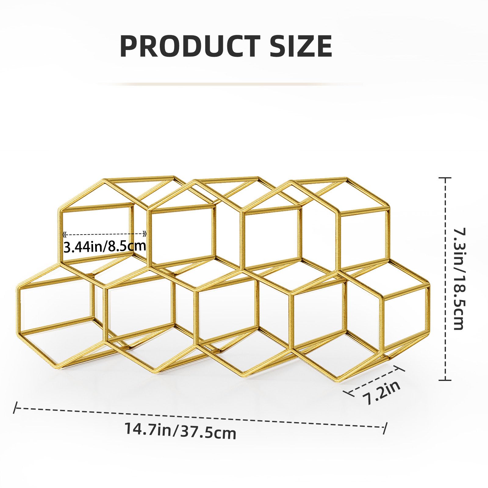 Snapklik.com : Urban Deco Small Gold Wine Rack 9 Bottle Holder Countertop