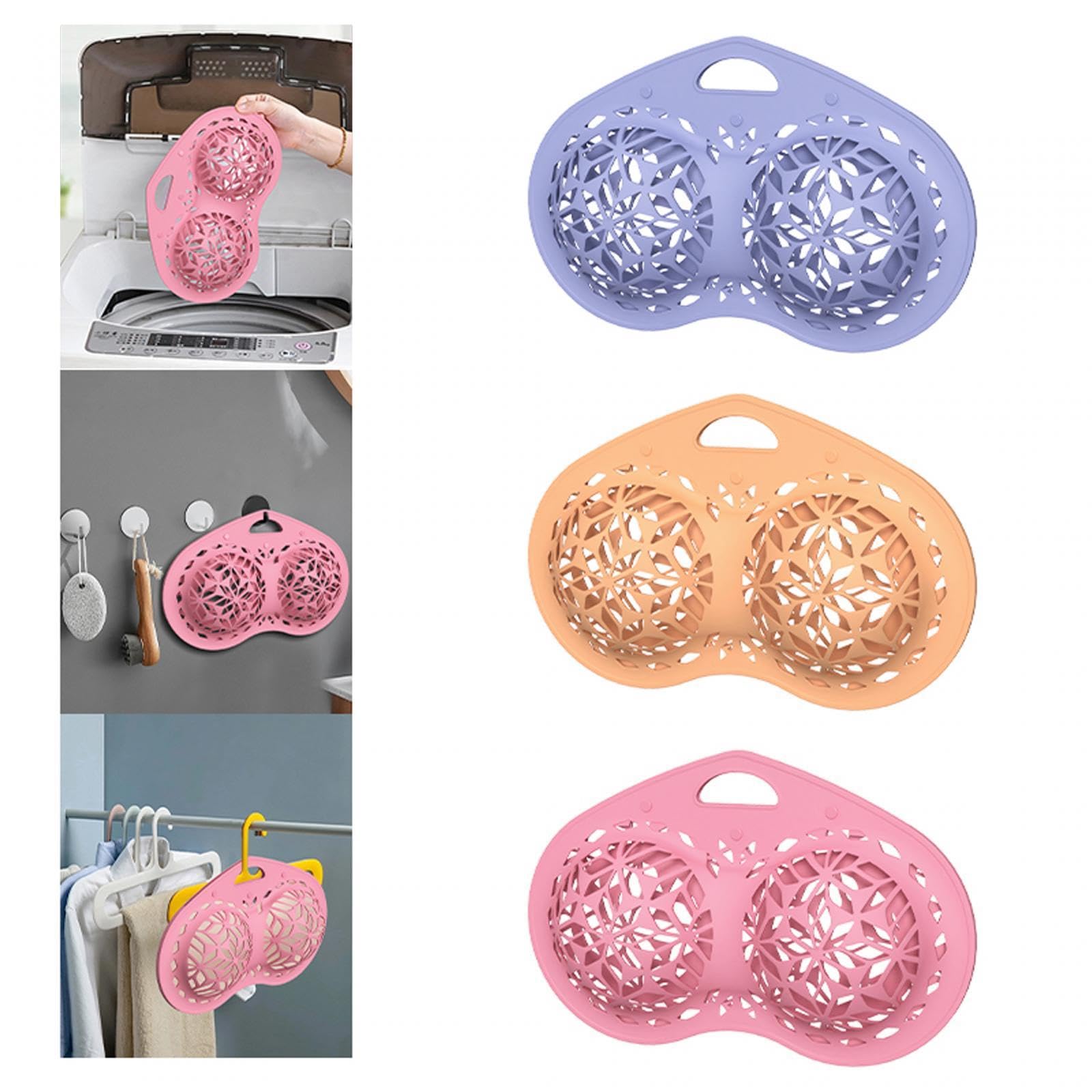 Lot de 3 sacs de lavage en silicone pour soutien-gorge de sport, écharpe, cravates, rose, 380 x 247 x 67 mm