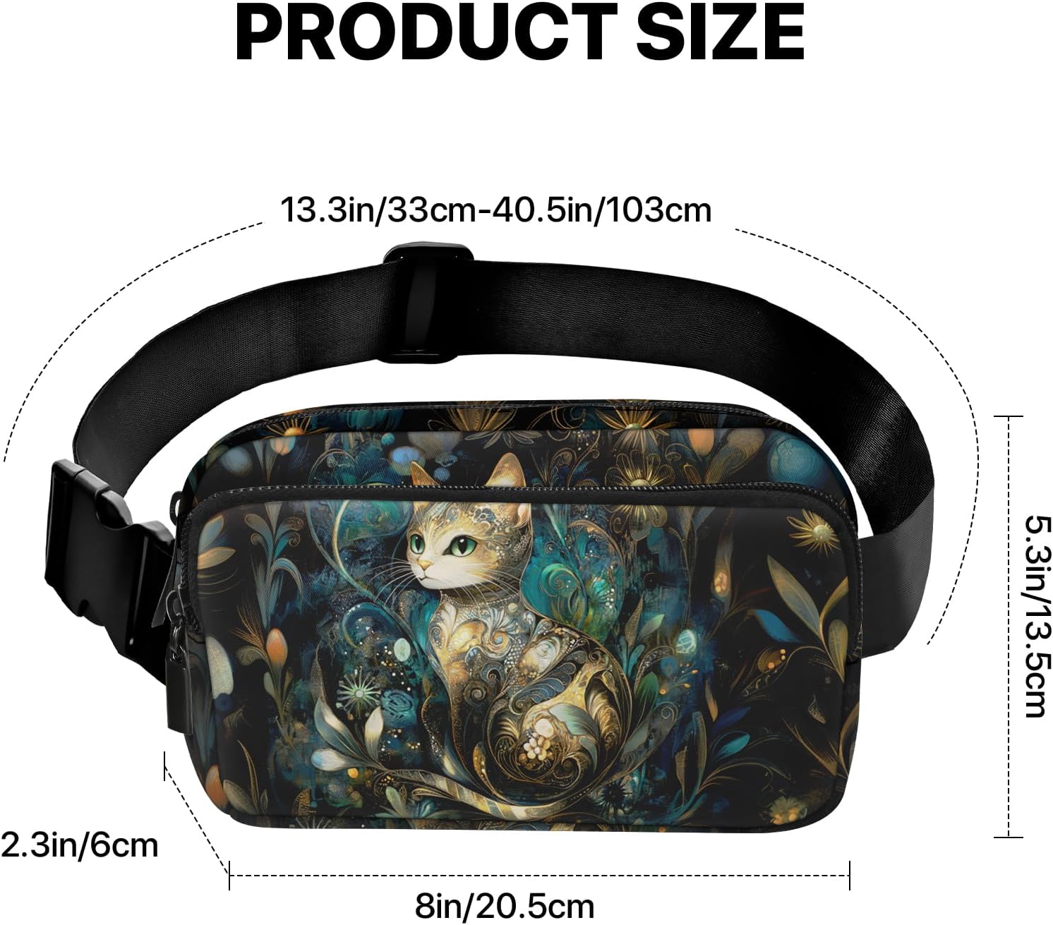 Cat Fanny Pack for Women Casual Belt Bag Waterproof Waist Bags for Travel Hiking Sports - Image 3