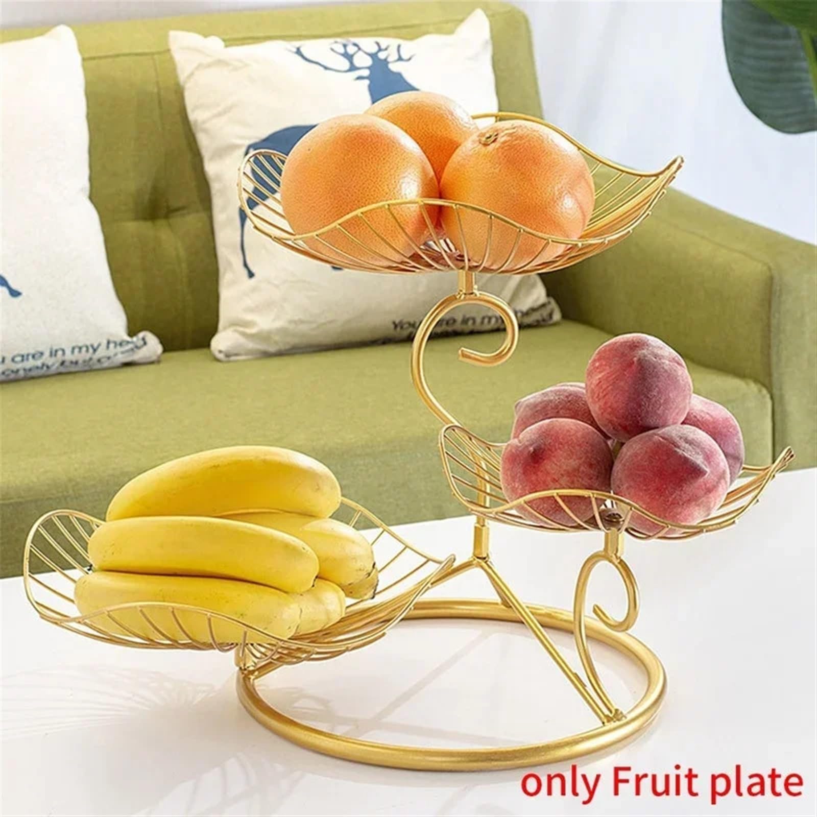 Estantes de frutas Arte del hierro dorado de lujo creativo, tres niveles, frutero 3 , decoración hogar, mesa centro, drenaje agua, cesta frutas metal, la sala estar
