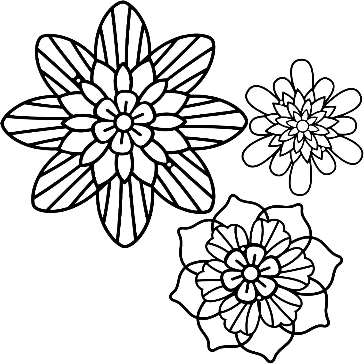 3 Pieces Metal Flowers Wall Decor, Metal Rustic Wall Art Decoration Farmhouse Wall Decorations Multiple Floral Hanging Decor for Bathroom Living Room Home Office Garden Kitchen (Black, Retro Style)
