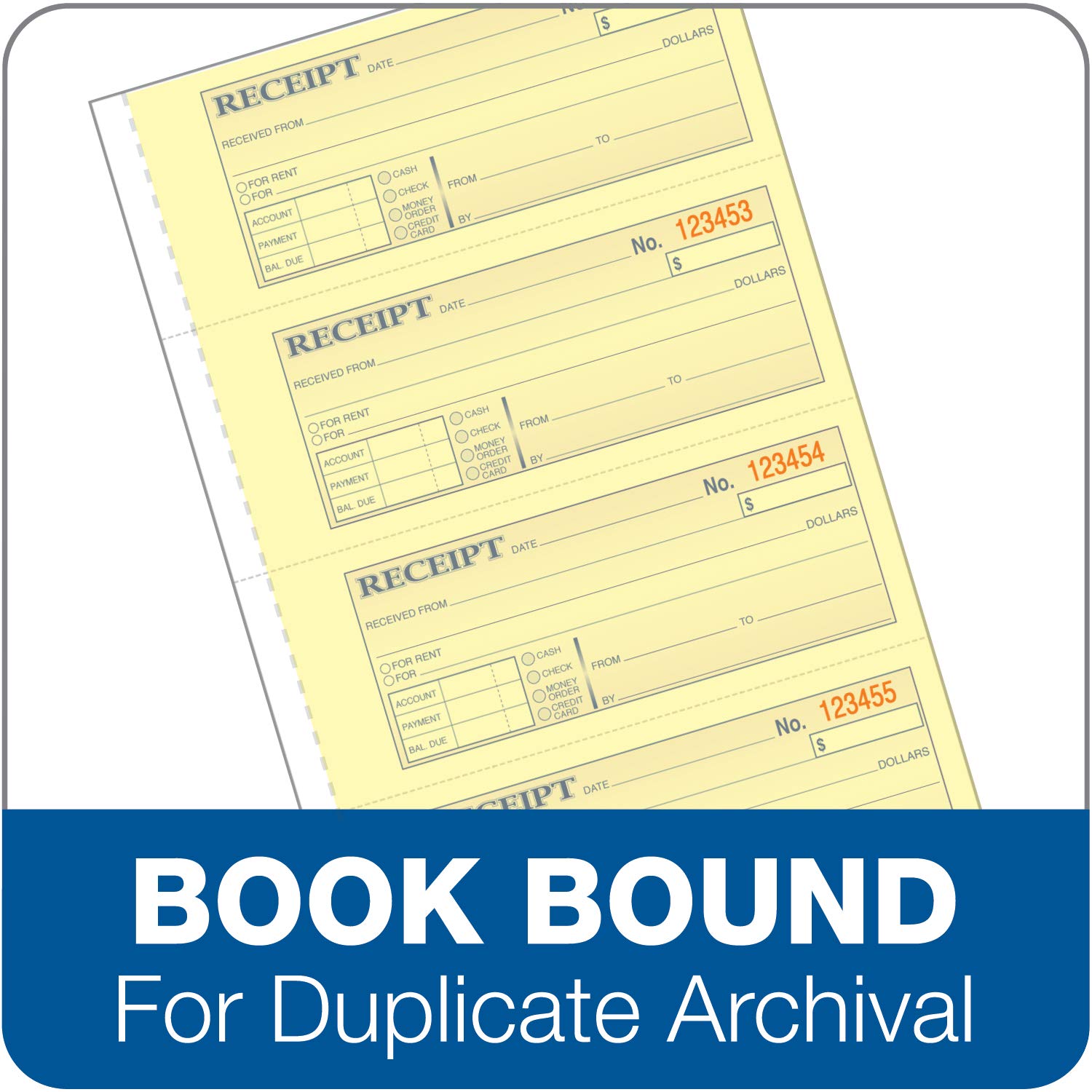 Tops Geld/Rent Receipt Buch, 3-teilig, selbstdurchschreibend, 11 x 7–5/20,3 cm, 4 Quittungen/Seite, 100 Sets pro Buch (46808)