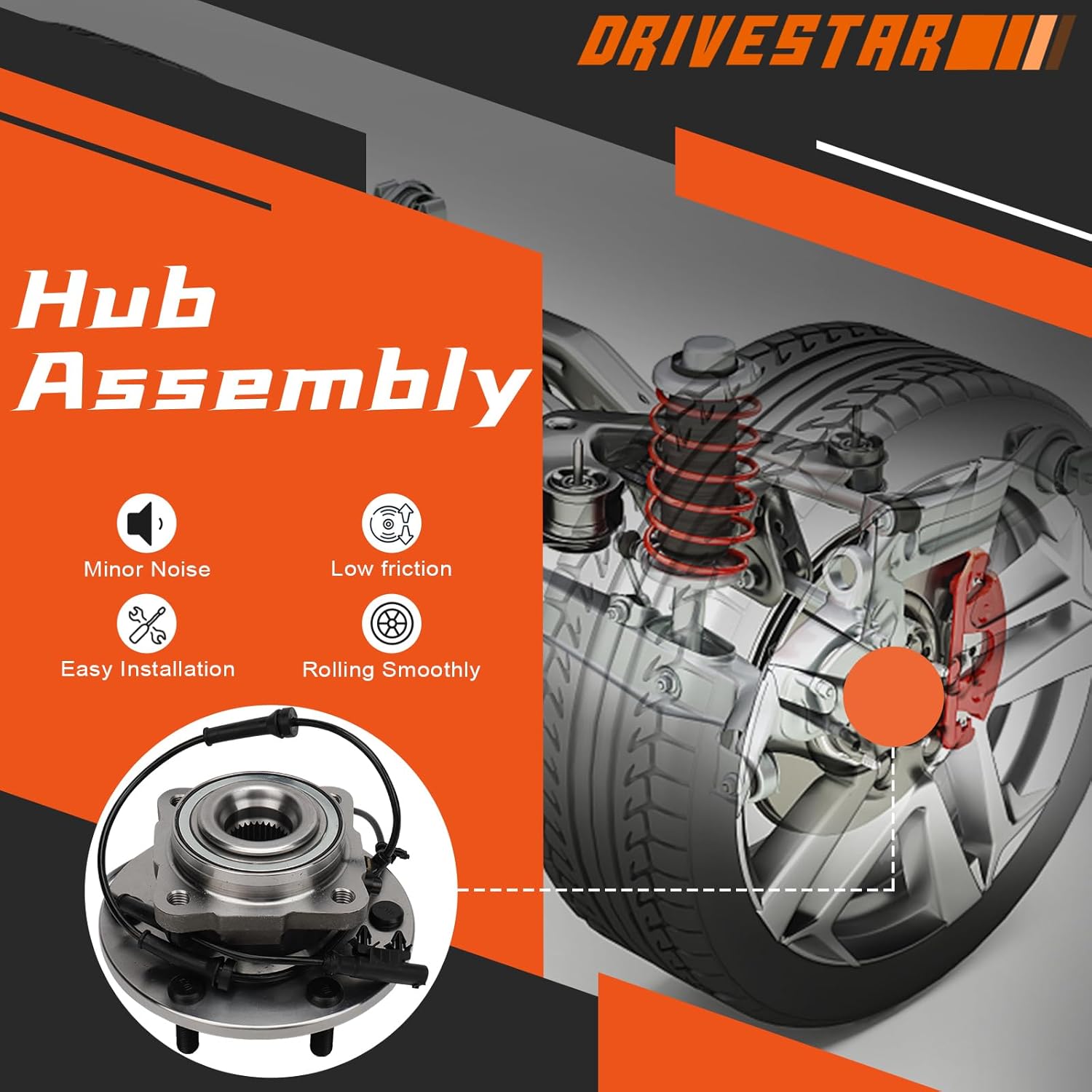 DRIVESTAR Rear Wheel Bearings & Hub Assembly 541014 for Nissan Armada 2012 2013 2014 2015, w/ABS 6-Lug
