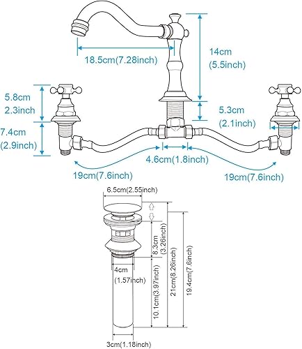 Miniatura 4 de Grifo de bañera de latón antiguo con patas de garra de montaje en pared, juego de grifo de ducha de mano doble mango cruzado con latón antiguo a
