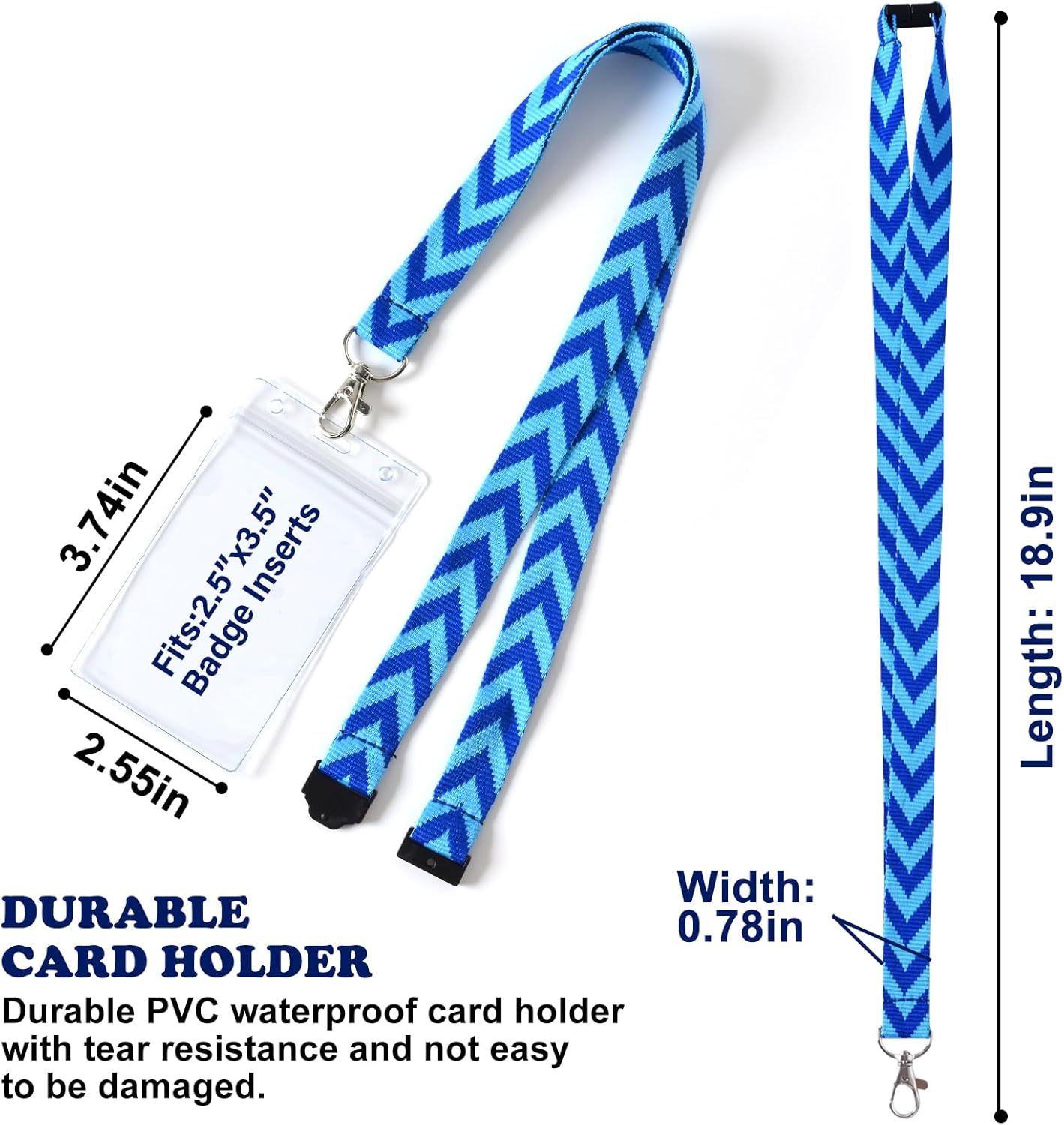 12 Pack Win-Win Double V Breakaway Lanyards with ID Card Holders, Cruise Lanyard with Waterproof ID Holder（Multi6C,12P） - Image 2
