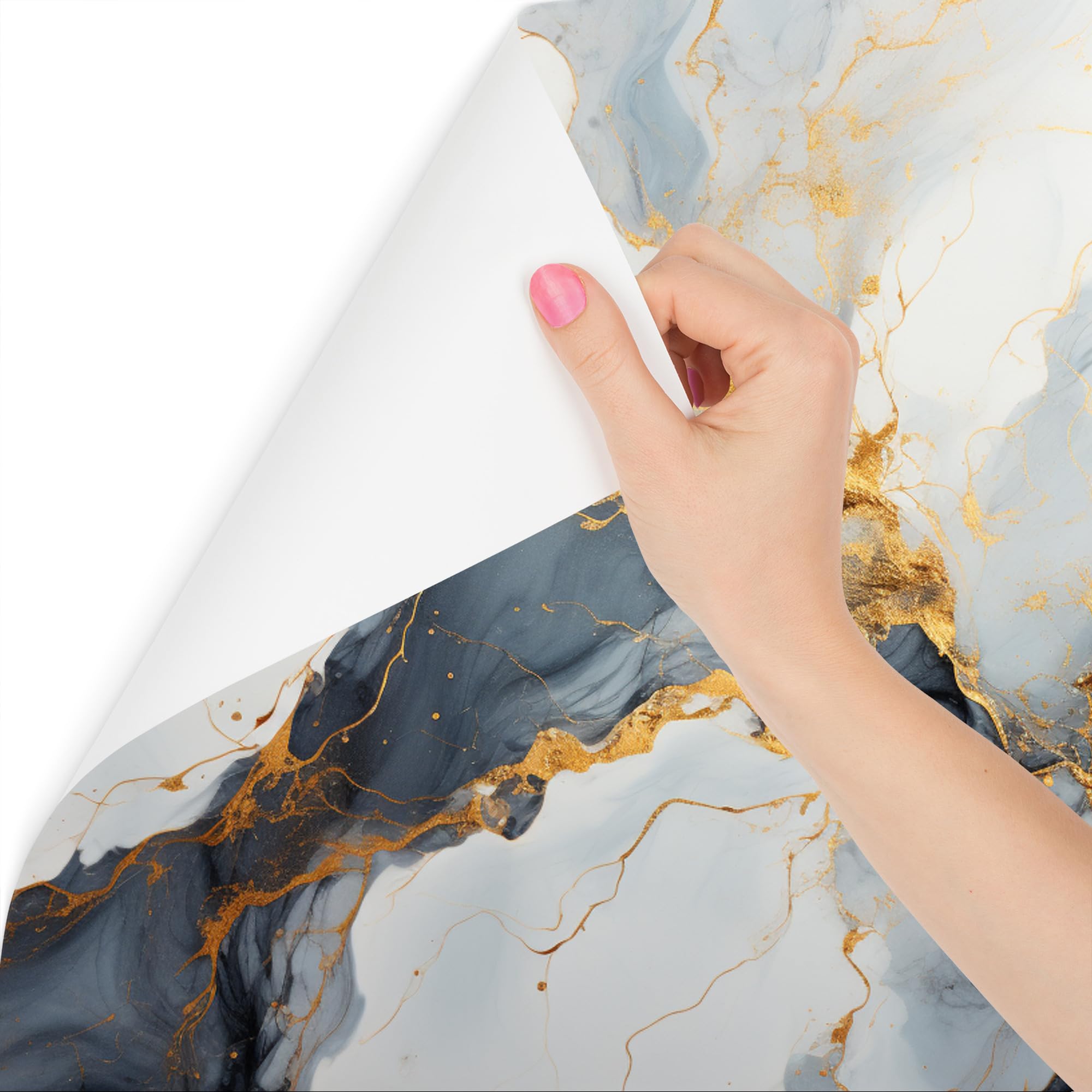 Muralo Papel Pintado en TNT 3D, Azul Gris Mármol - 400x280 cm