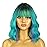 BERON 14 Inches Turquoise Wig Short Curly Wig Ombre Green Curly Wigs Short Teal Green Wigs with Bangs for Women Daily Party Cosplay Hairnet Include
