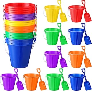 24 Packs Sand Buckets and Shovels Sets for Boys Girls, Small Plastic Bucket Beach Toys for Summer Beach Party Favors