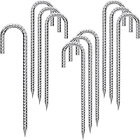 Vista 1 de Rebar Estacas de 12 pulgadas, paquete de 10 estacas de metal resistente en J, estacas de valla para trampolín, valla, tienda de campaña