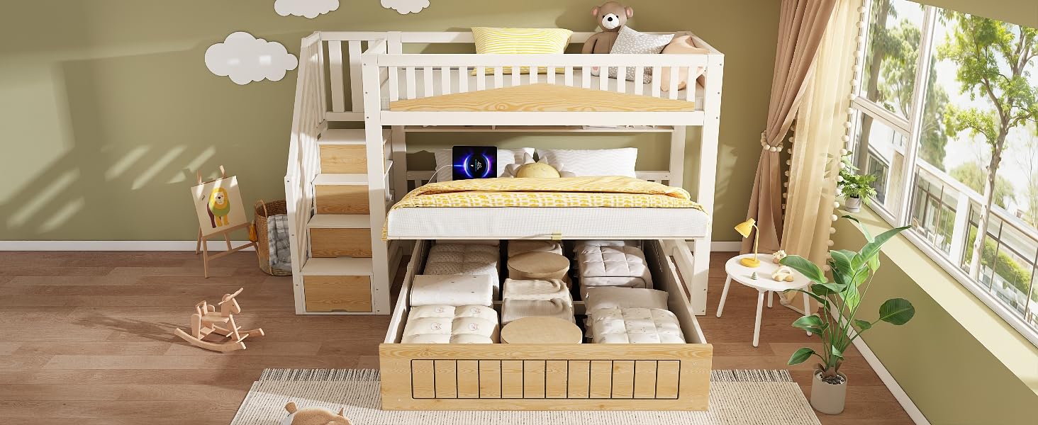 Fasba Litera con Almacenamiento Inferior y Puertos de Carga, Ideal para familias con Espacio Limitado Modelo FCLYD-AB60475456789A