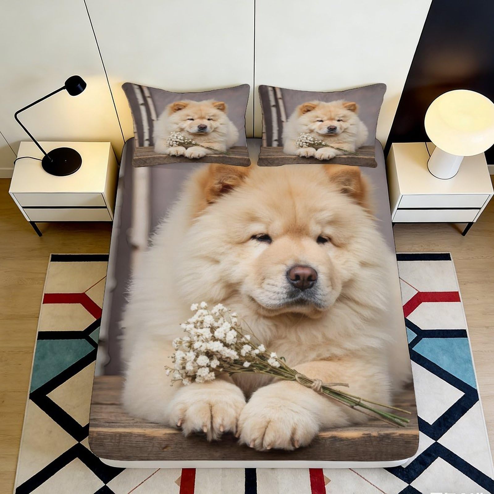3D Printed Shiba Inu Fitted Sheet Microfiber Deep Pocket Non-Slip Home Bedding Shiba Inu Mattress Fitted Cover Washable for Adults 90x200x25cm