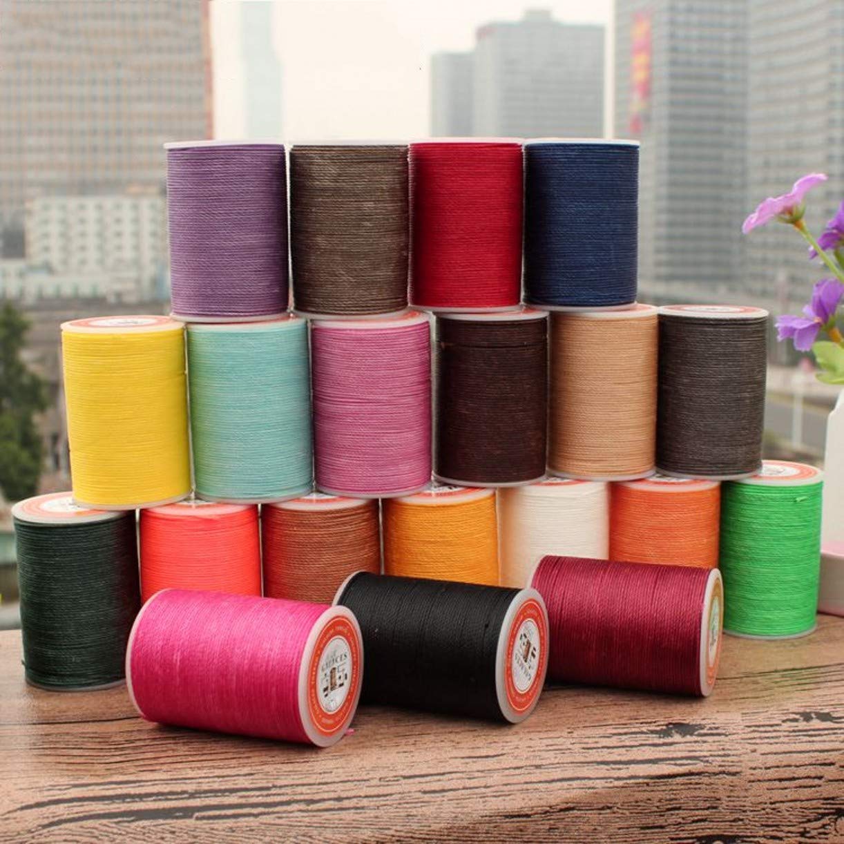 ZHONGJIUYUAN 20 mini rotoli di cuoio cerato filo filo di cuoio artigianale filo filo di cotone filo filo di cuoio cucito strumento fai da te materiale (colore casuale)