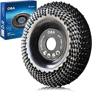 OBAHOUSE 4 Inch Wood Carving Disc for Angle Grinders - 5/8" Arbor Adapter, Carbide Teeth Shaping Wheel for Grinding & Sculpting