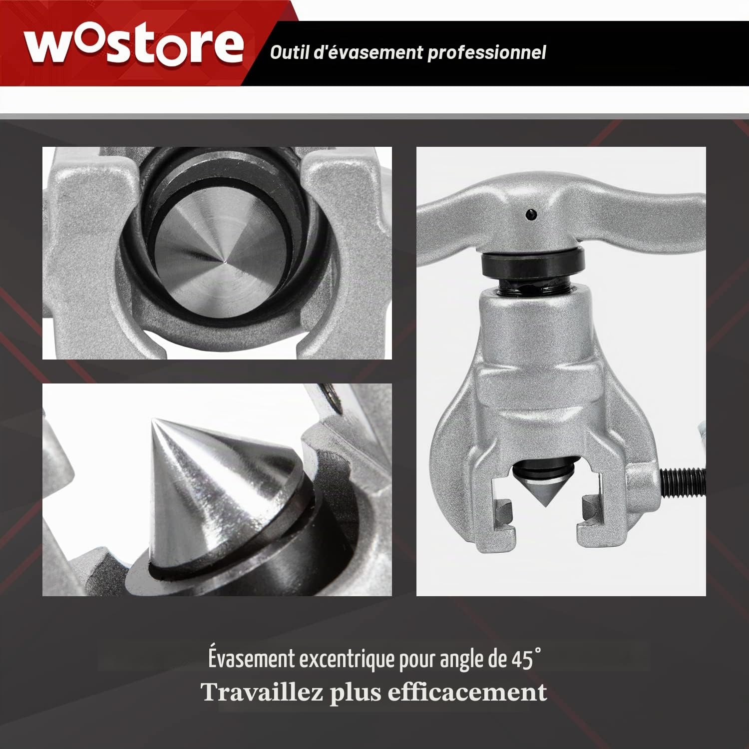 Wostore Kit d'outils d'évasement de Tubes – 7 Matrices pour évasements excentriques sur tuyaux en cuivre de 1,9 cm – Idéal pour Les travaux de repulpage de réfrigération CVC