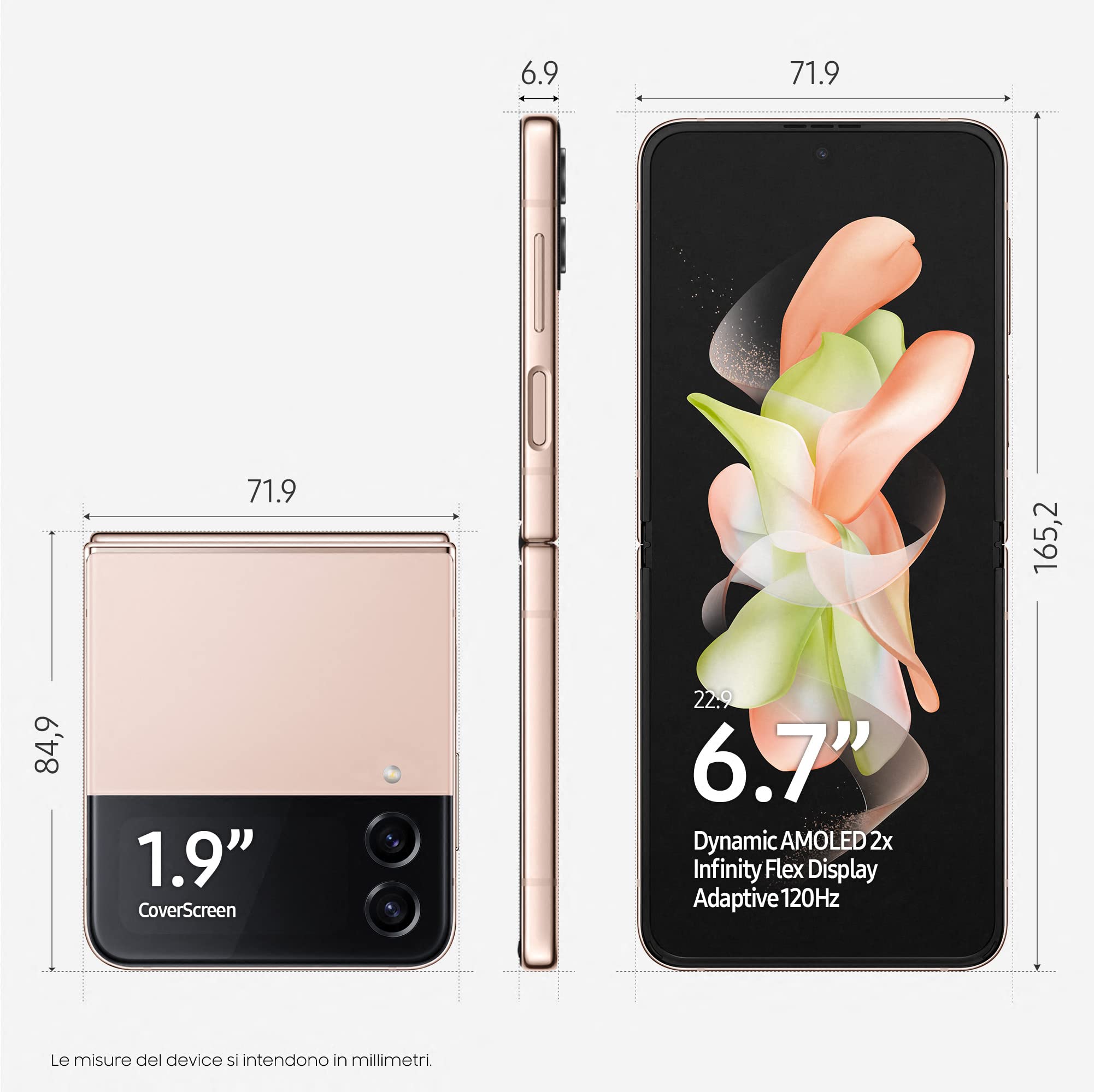Samsung Galaxy Z Flip4 Sim Free Pink Gold Smartphone 5G - Dettaglio