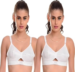 INSA INDIA 2 PC Women's and Girl's Cotton Bra Full Coverage Non Padded, Non Wire AMZ Price In India
