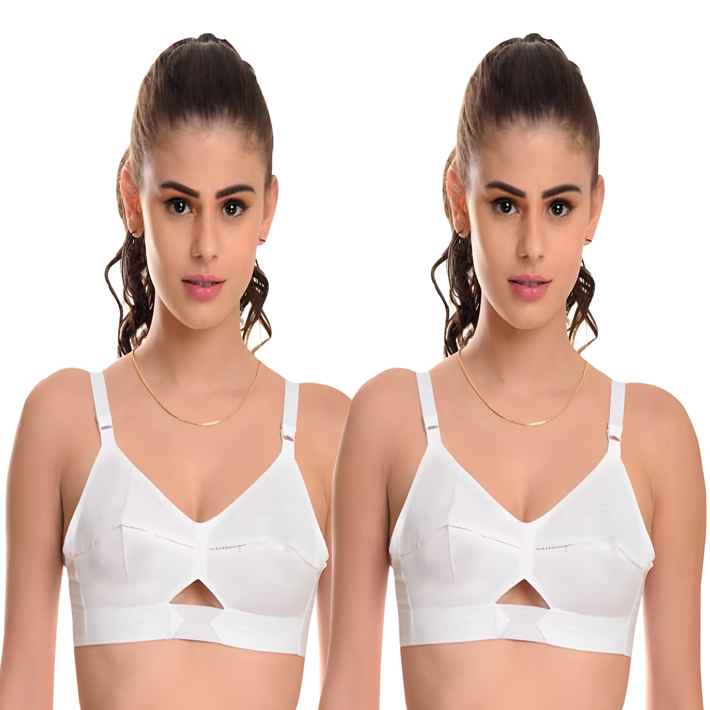 2 PC Women's and Girl's Cotton Bra Full Coverage Non Padded, Non Wire AMZ-image-8
