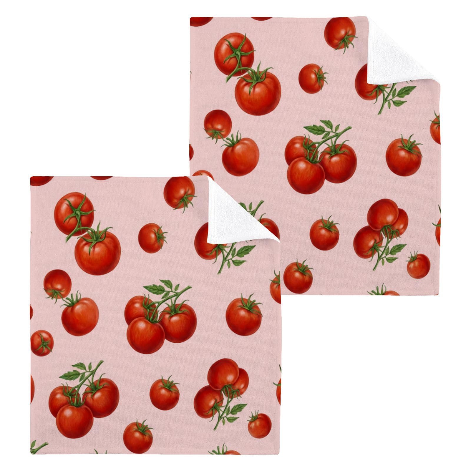 BOESI Fresh Tomato Vine 12x12in Cotton Washcloth,Face Towel