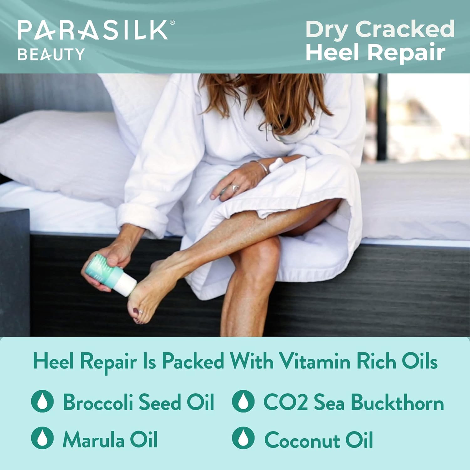 Parasilk Beauty Lemongrass Heel Repair Moisturizing Stick for Dry, Cracked Feet. Superior Antioxidant Oils & Wax Repair & Soften Dry Skin, Nighttime Foot Balm