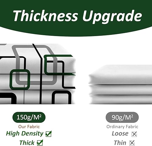 Miniatura 5 de Moderno juego de cortinas de ducha de tela geométrica verde y blanca, cortinas de ducha impermeables para baño, 72 x 72 pulgadas