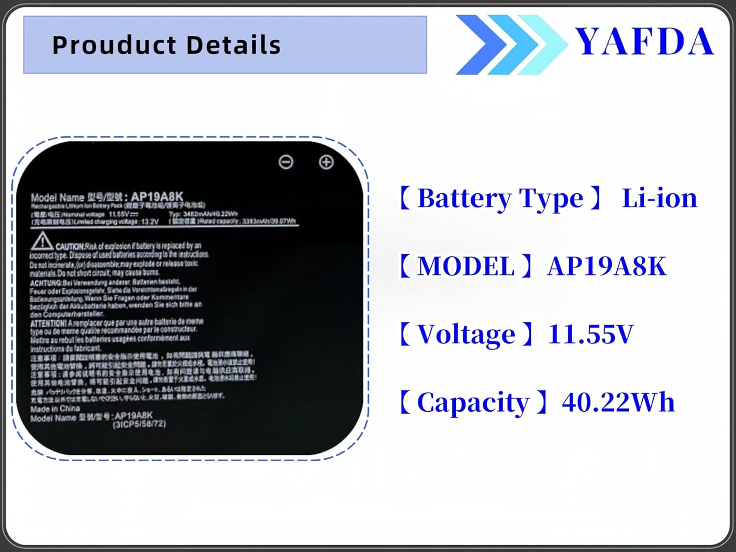 AP19A8K Laptop Battery Replacement for Acer Chromebook Spin 311 Spin 11 CP311-1H CP311-1HN Spin CP311-2H CP311-3H 11.55V 40.22Wh