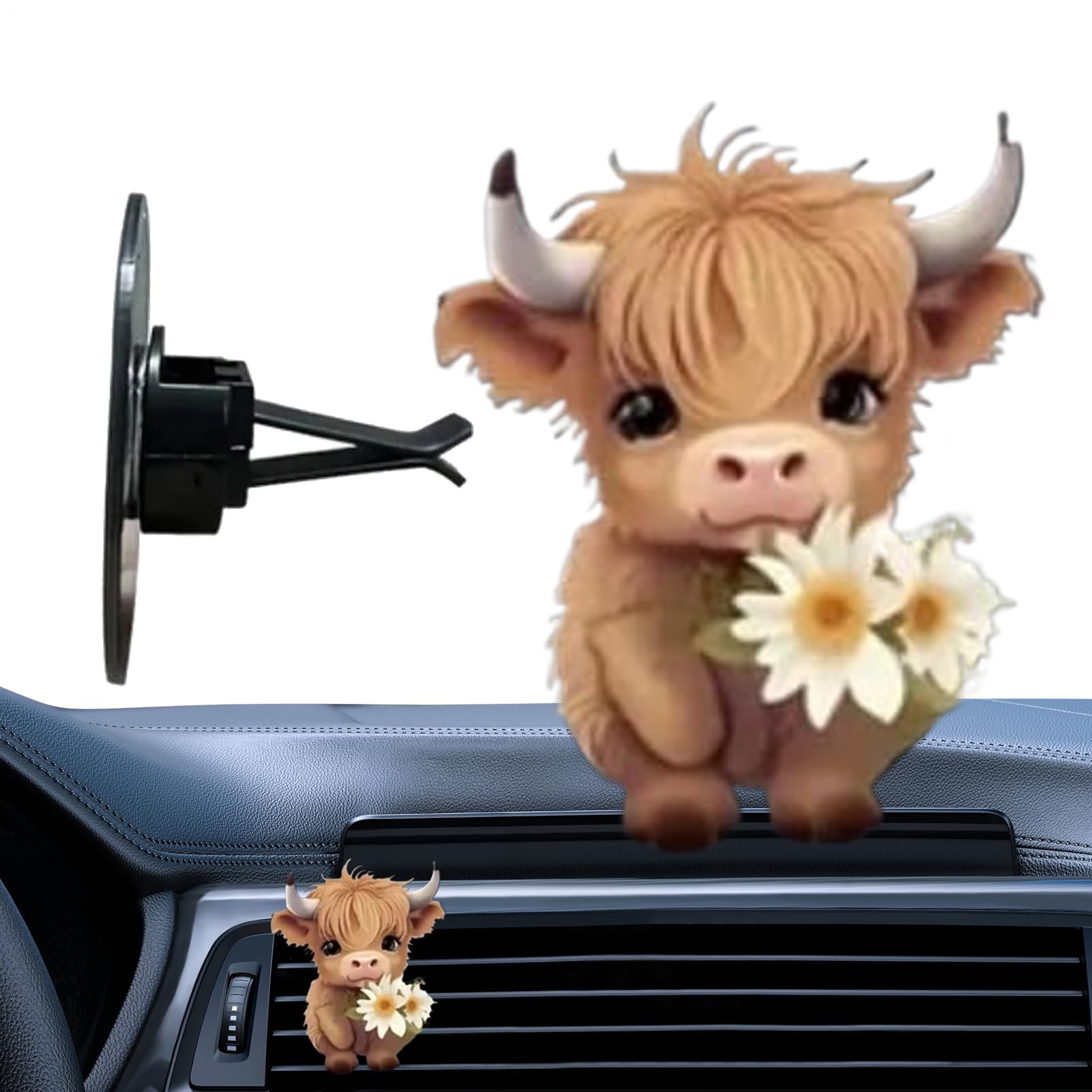 Clips De Ventilation Pour Désodorisant De Voiture – Diffuseur En Acrylique En Forme De Vache Des Highlands, Clip Décoratif Pour Parfum, Parfum De Véhicule Compact, Design Léger Monté Sur Grille D'aéra