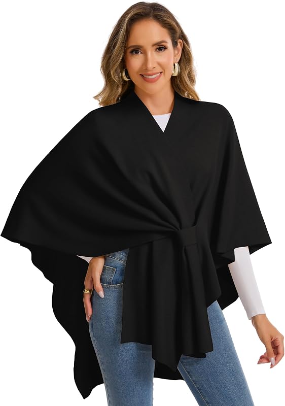 Shawl Wraps For Women Open Front Cashmere Blend Poncho Sweater
