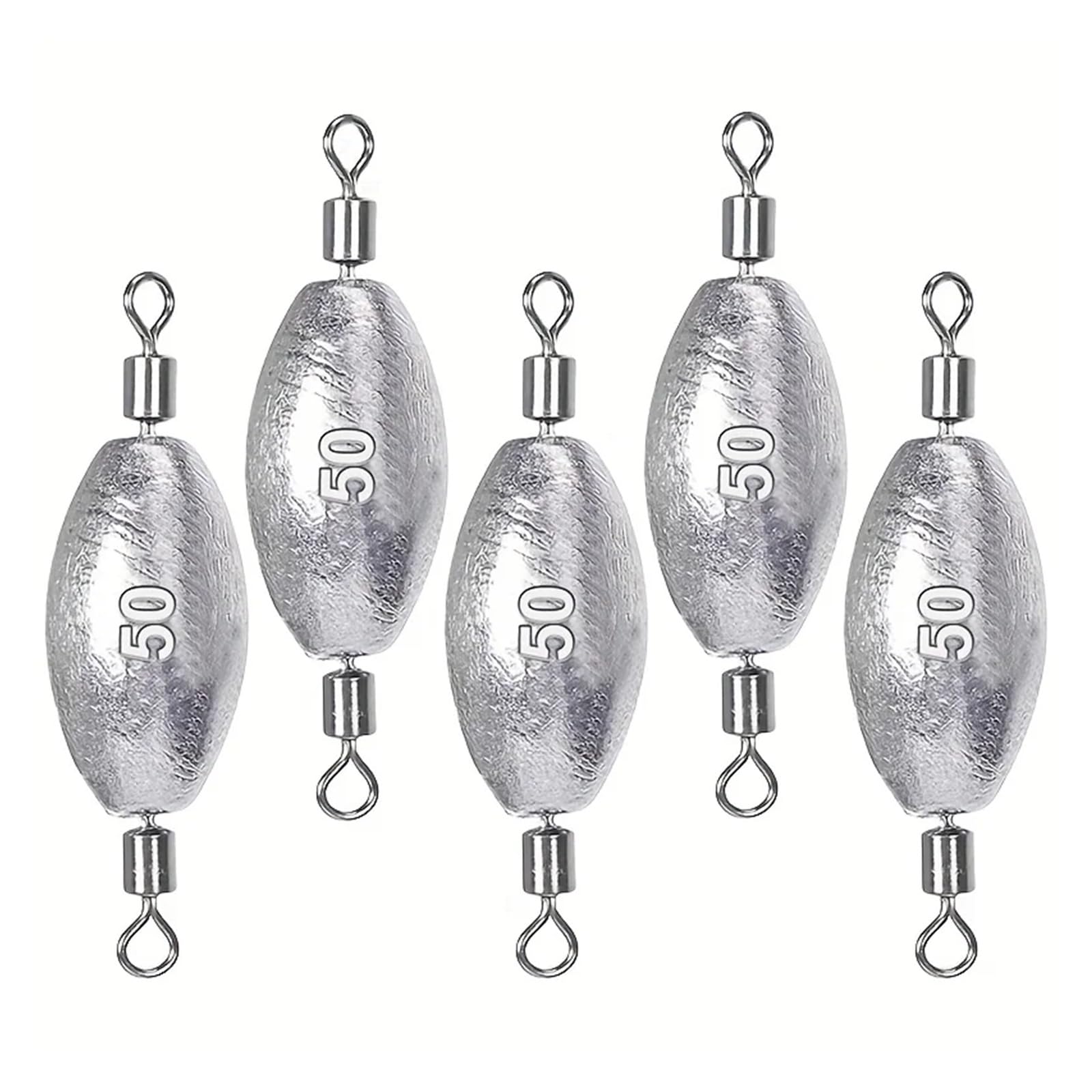 Plomos de Pesca, plomada en línea, Giro rápido, Colgante Plomo Forma Aceituna con Doble