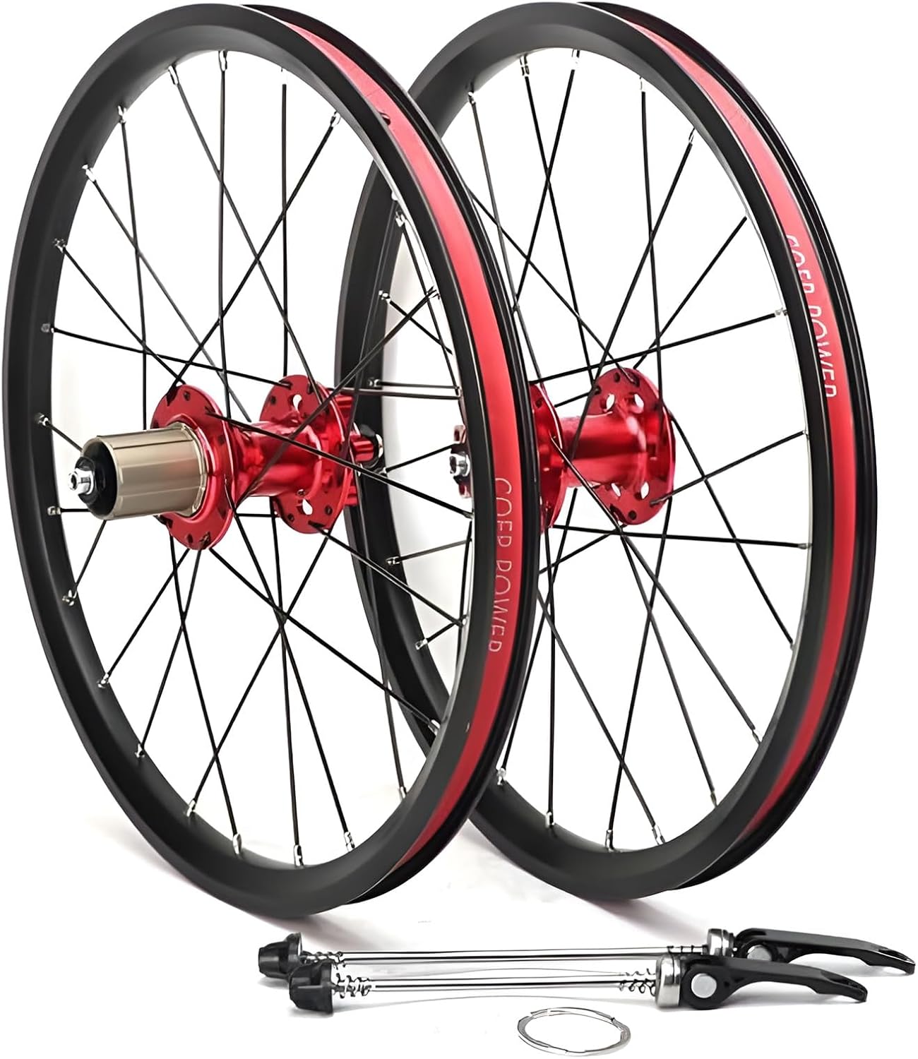 BMX Wheelset 18'' 355 Folding Bicycles Wheelset Quick Release Aluminum Alloy Double Wall Rim Disc Brake 24 Holes Hight 20mm for 7/8/9/10/11 Speed