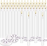 100 Pack 5 Inch White Taper Candles with Drip Protectors - Unscented Bulk Church Advent Ritual Prayer Meditation Candles