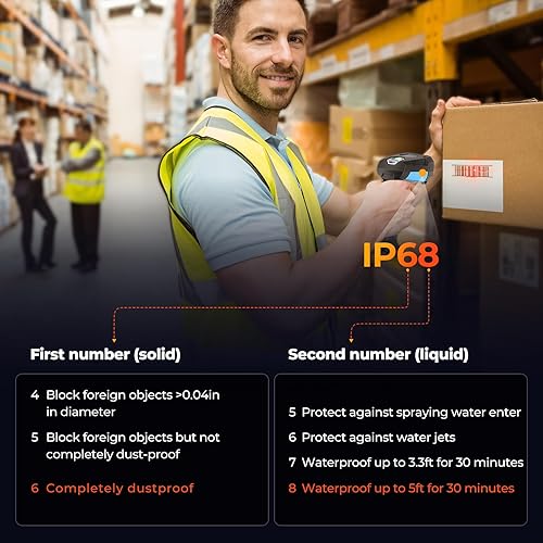 Miniatura 2 de MUNBYN IBS01 - Escáner de código de barras industrial con soporte de carga inalámbrico, ultra resistente y ultraduradero, distancia de transmisión