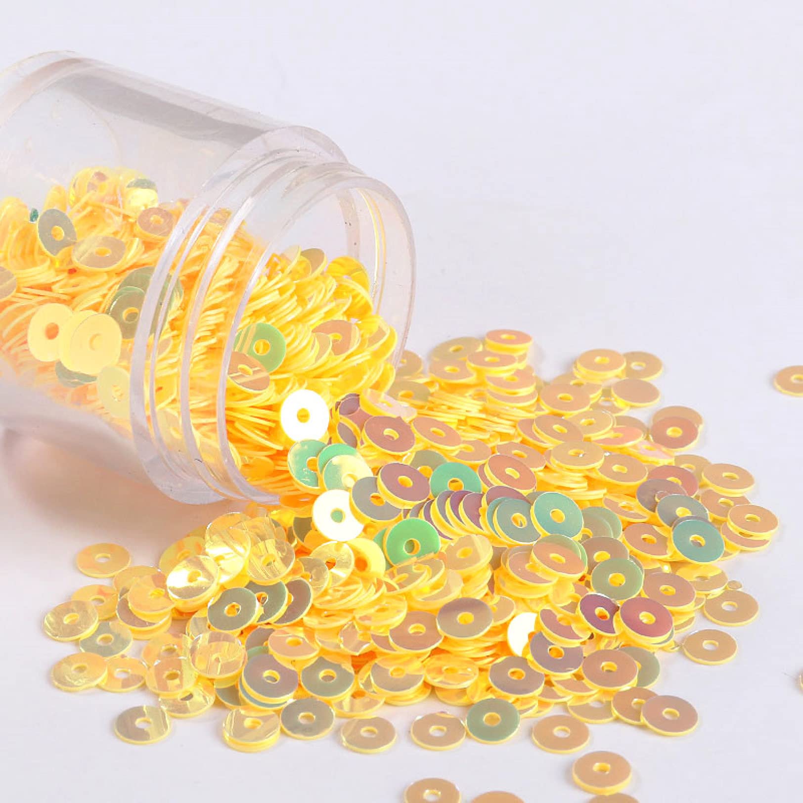 Luźne cekiny, Paillettes500 g DIY kolorowe cekiny przezroczyste okrągłe paillettes dekoracja paznokci manicure suknia ślubna akcesoria DIY materiał do szycia (żółty)