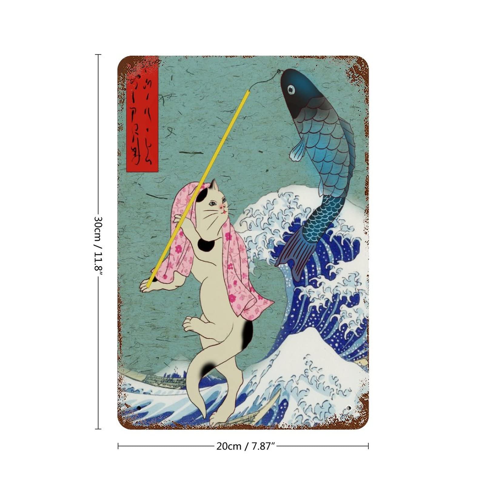 デザイン看板A4】猫 鯉の入れ墨★和柄アートパネル和モダン絵グッズ雑貨ブリキ看板 デザイン看板A4】猫 鯉の入れ墨☆和柄アートパネル和モダン絵