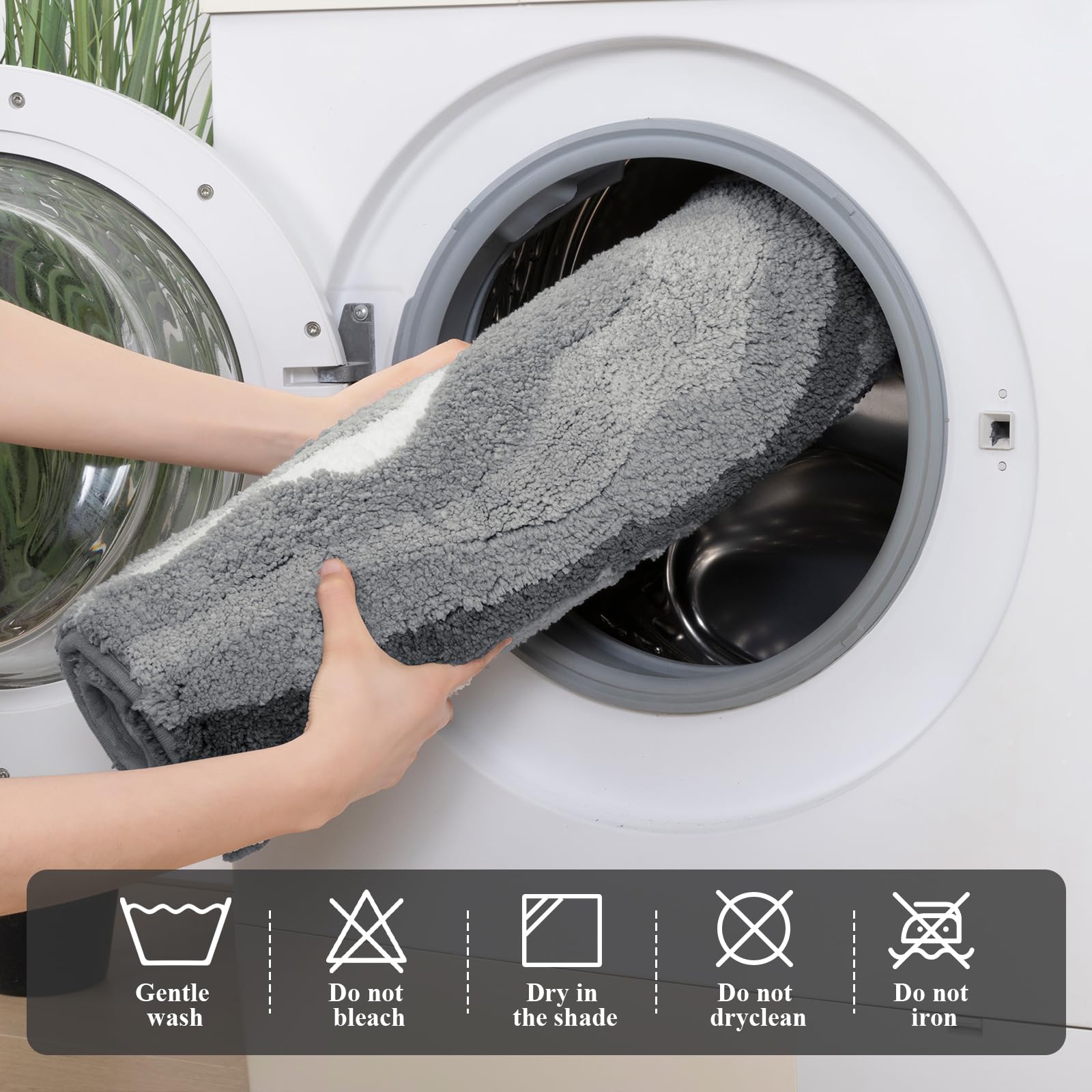 Enyhom Grande Tapis Salle de Bain Antidérapant 80 x 120 cm, Tapis de Salle de Bain Gris en Microfibre Super Absorbant, Extra Doux Epais et Lavable en Machine, Tapis Douche pour Baignoire, Salon