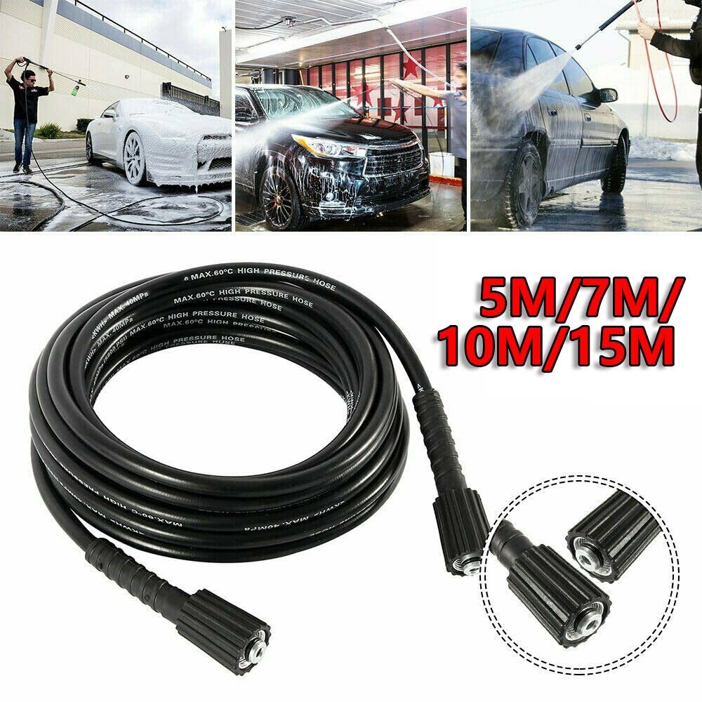 Manguera para lavadora de alta presión, 5/16 pulgadas, 5800 PSI con conector M22, doble cara, flexible de poliéster trenzado, manguera de lavado para limpiador a presión de gas, 5 m