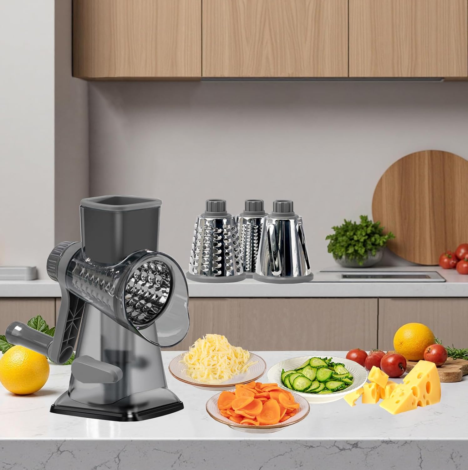 Cheese Grater with Handle, Multifunctal Rotary Cheese Grater, Kitchen