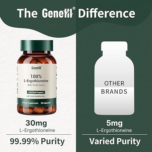 Miniatura 8 de Suplemento de desintoxicación hepática de cardo mariano Apoyo hepático avanzado y antioxidante celular 30 mg de Ergotioneína de alta pureza para