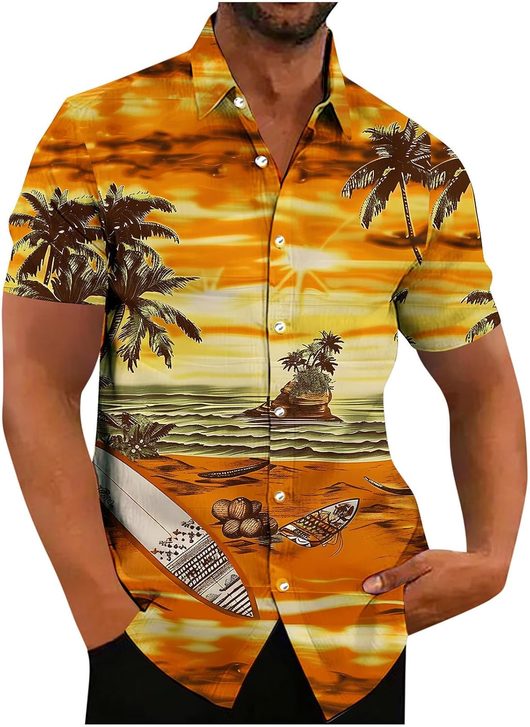 Hawaiian Shirt for Men Short Sleeve Button Down Shirts Casual Summer Tropical Beach Tops Hawaii Party Outfits