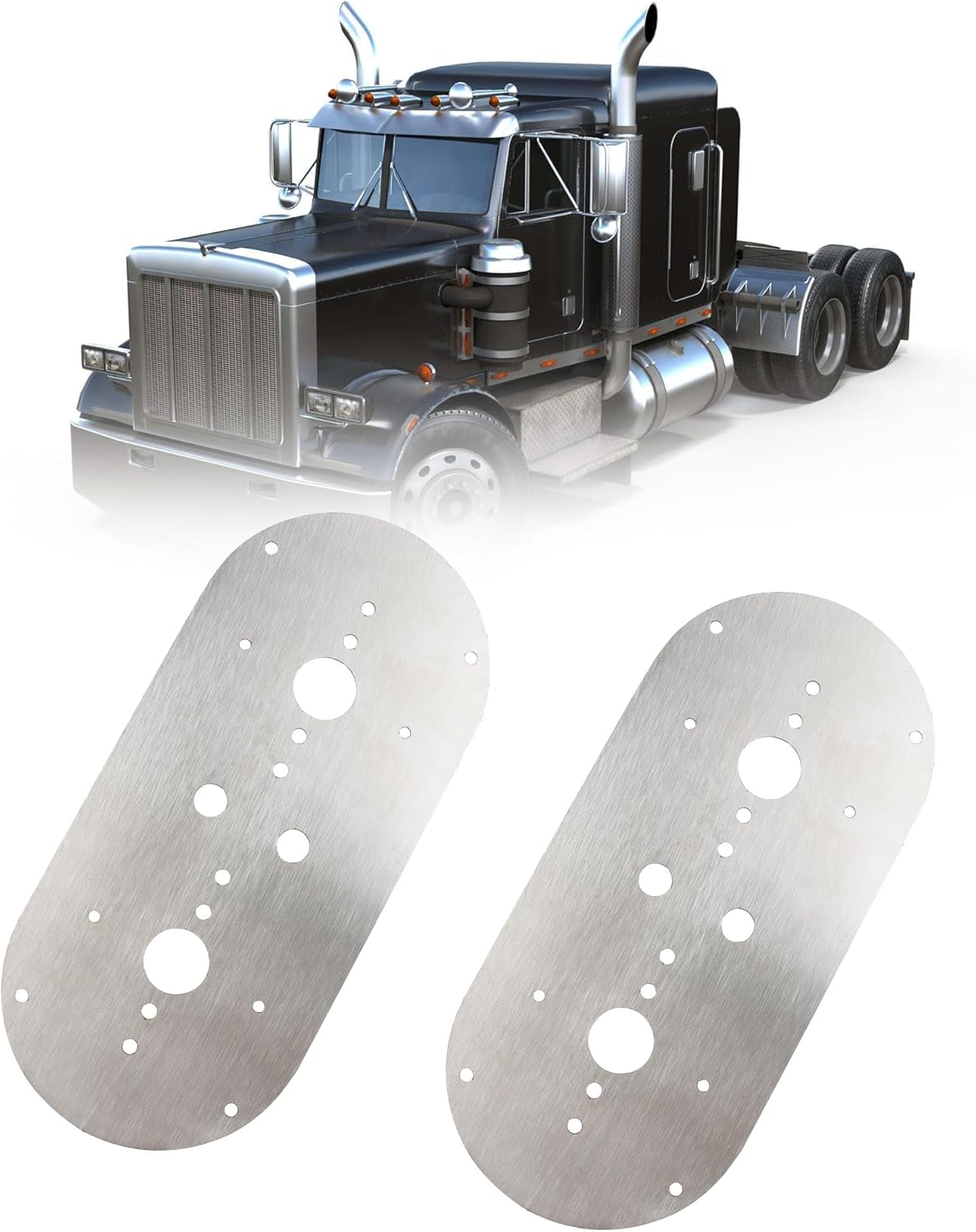 Dasbecan 2PCS Watermelon Light Bracket Compatible with Peterbilt 359 379 389 and Other Commercial Trucks Kenworth 660 680 880 W900L and Other Models, Watermelon Light Mounting Plate Silver