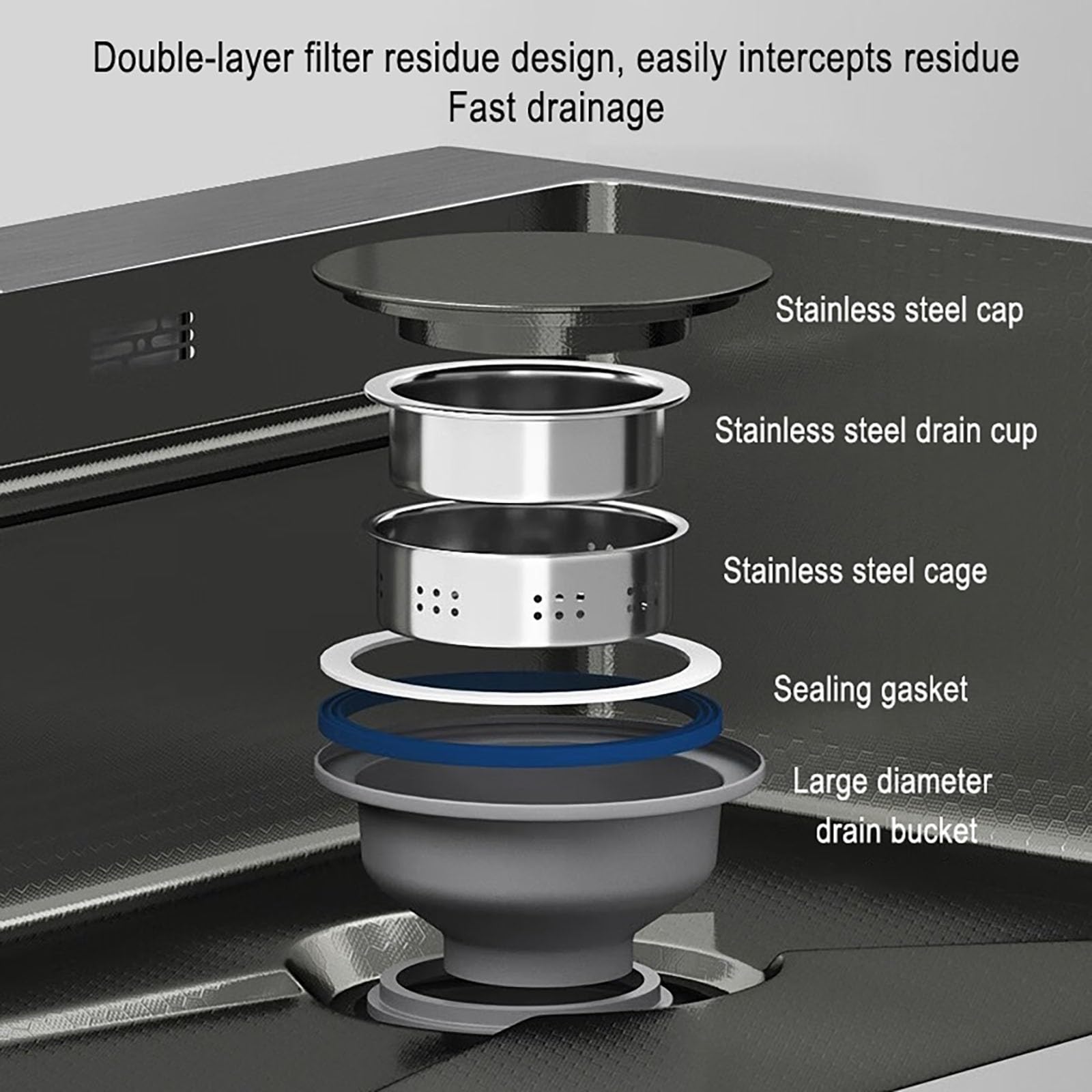 Fregadero de Cocina Moderno de Acero Inoxidable con Grifo extraíble, Fregadero para Lavar Verduras y Lavar Platos, Fregadero doméstico, Fregadero de Cocina Empotrado bajo encimera, Fregadero