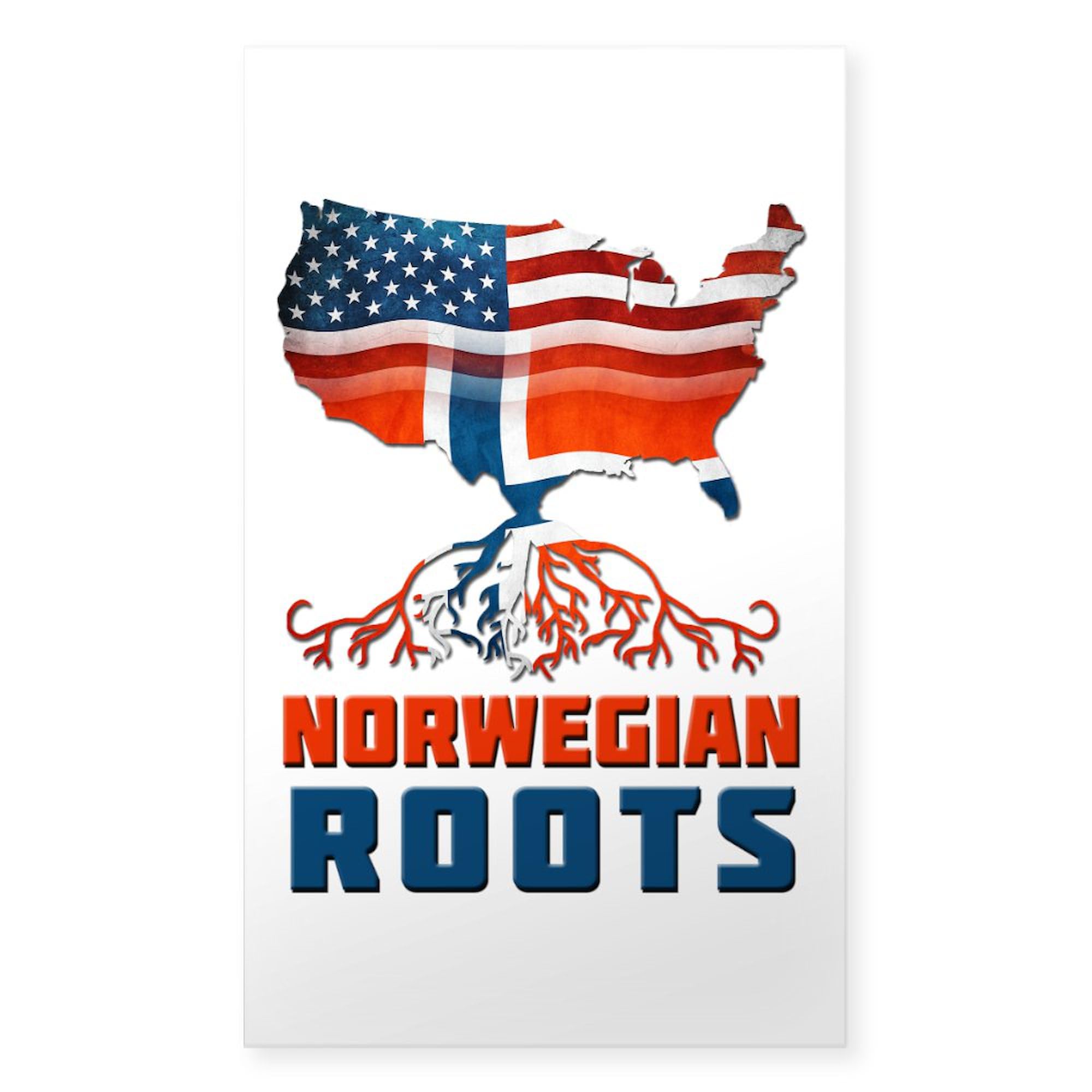 CafePress American Norwegian Roots Sticker Rectangle Bumper Sticker Car Decal