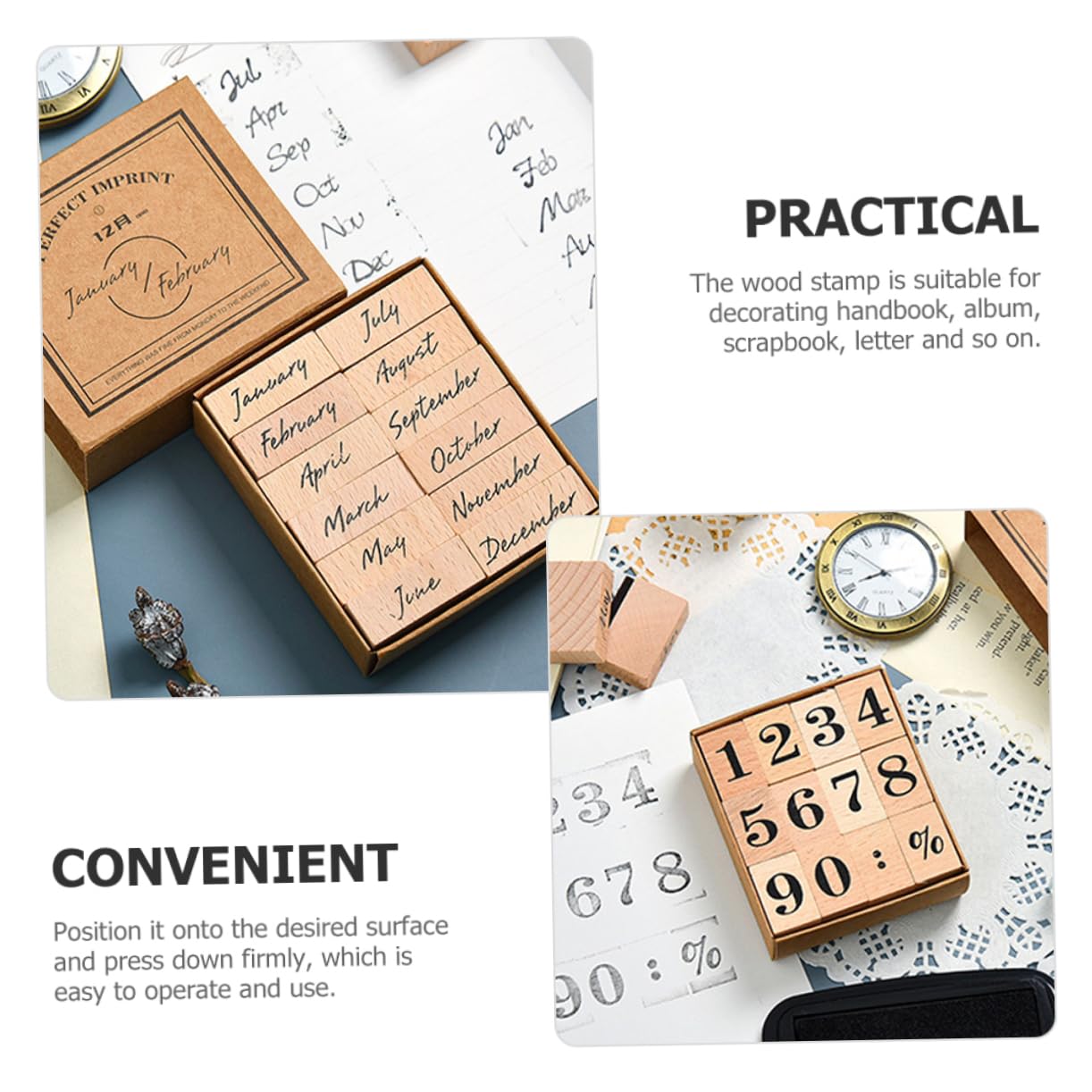 DOITOOL 5 Set Timbro Con Sigillo In Legno Timbro Per Etichette Forever Crafts Con Alfabeto Con Multiuso Per Diario pezzi * 5