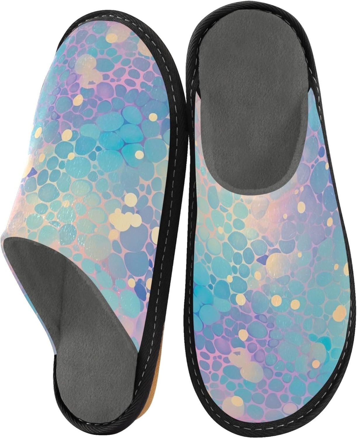 Glitter Texture House Slippers – Cozy Fuzzy Slippers for Guests, Washable & Disposable, Perfect for Shoeless Home, Spa & Hotel Use A110953