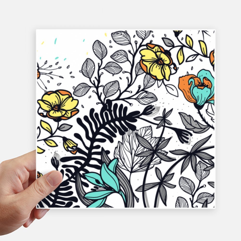 Autocollant camellia art moderne sticker mural carré 20cm pour déco moto et ordinateur 4pcs