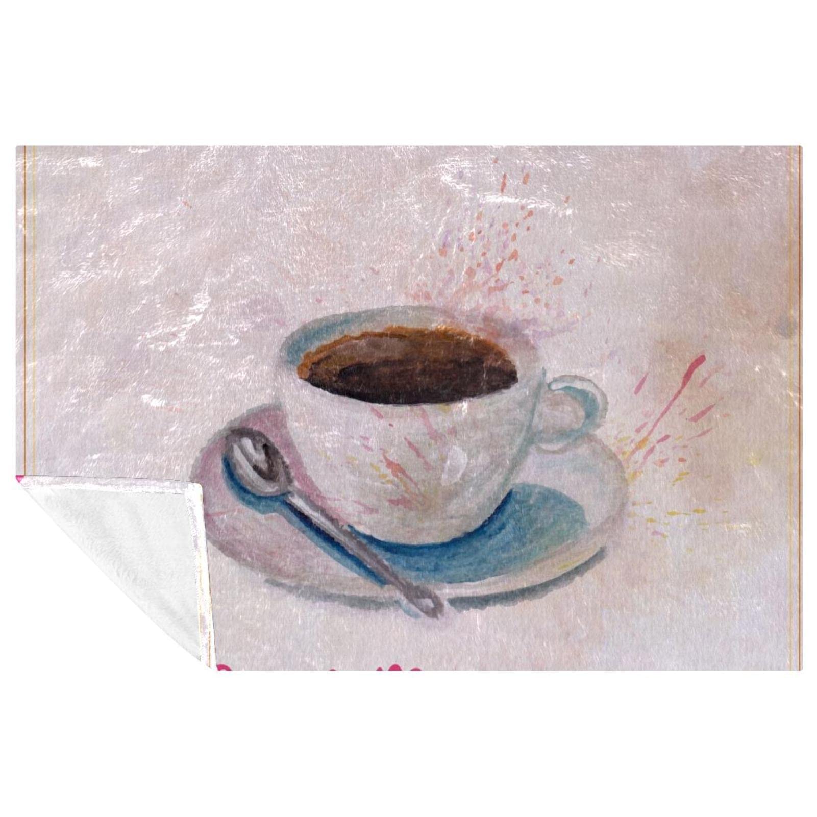 Tasse de café imprimée plaid chaud contre les nuits fraîches
