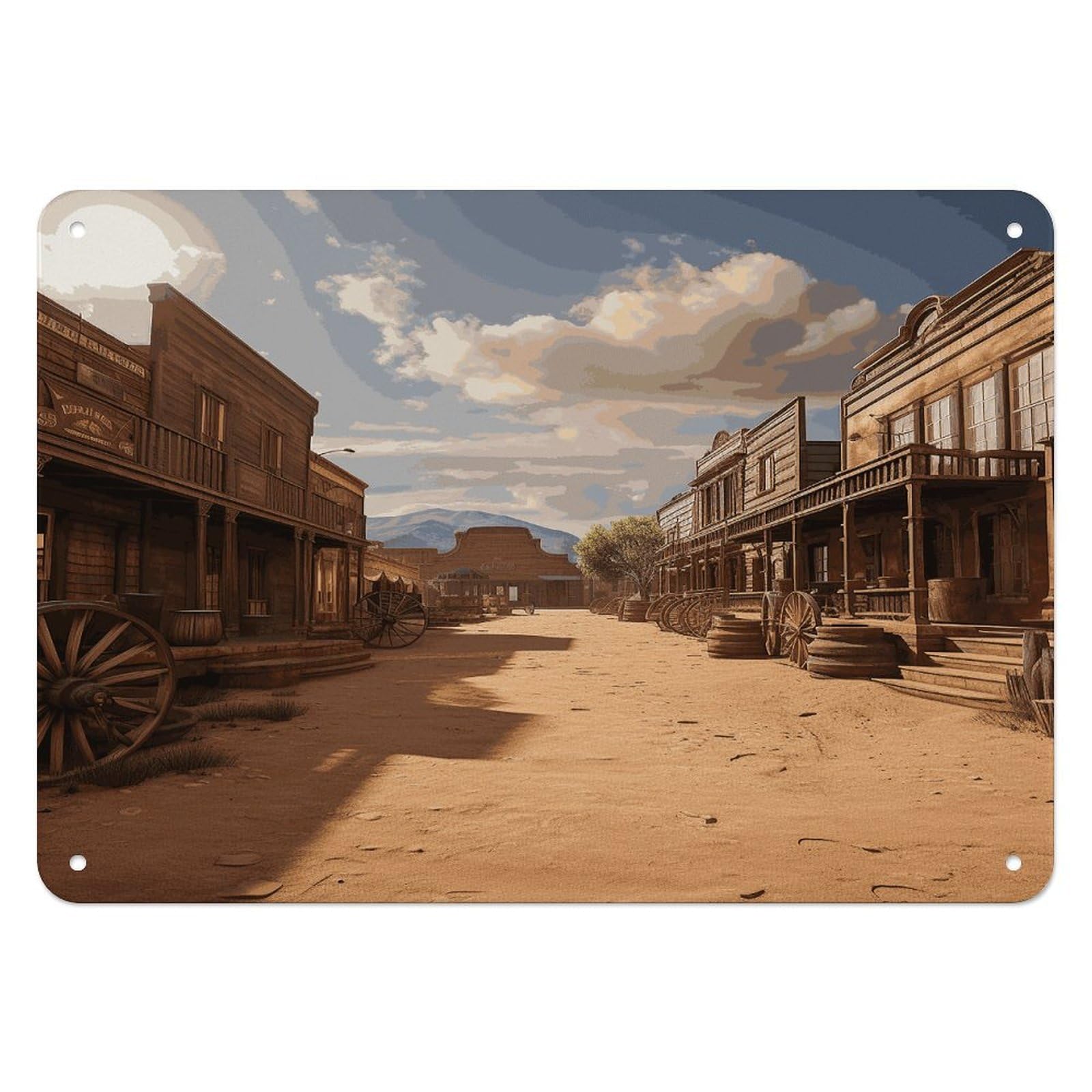Fekiloot Style Old Wild West Cowboy Town Wall Decor Iron Painting Metal Sign