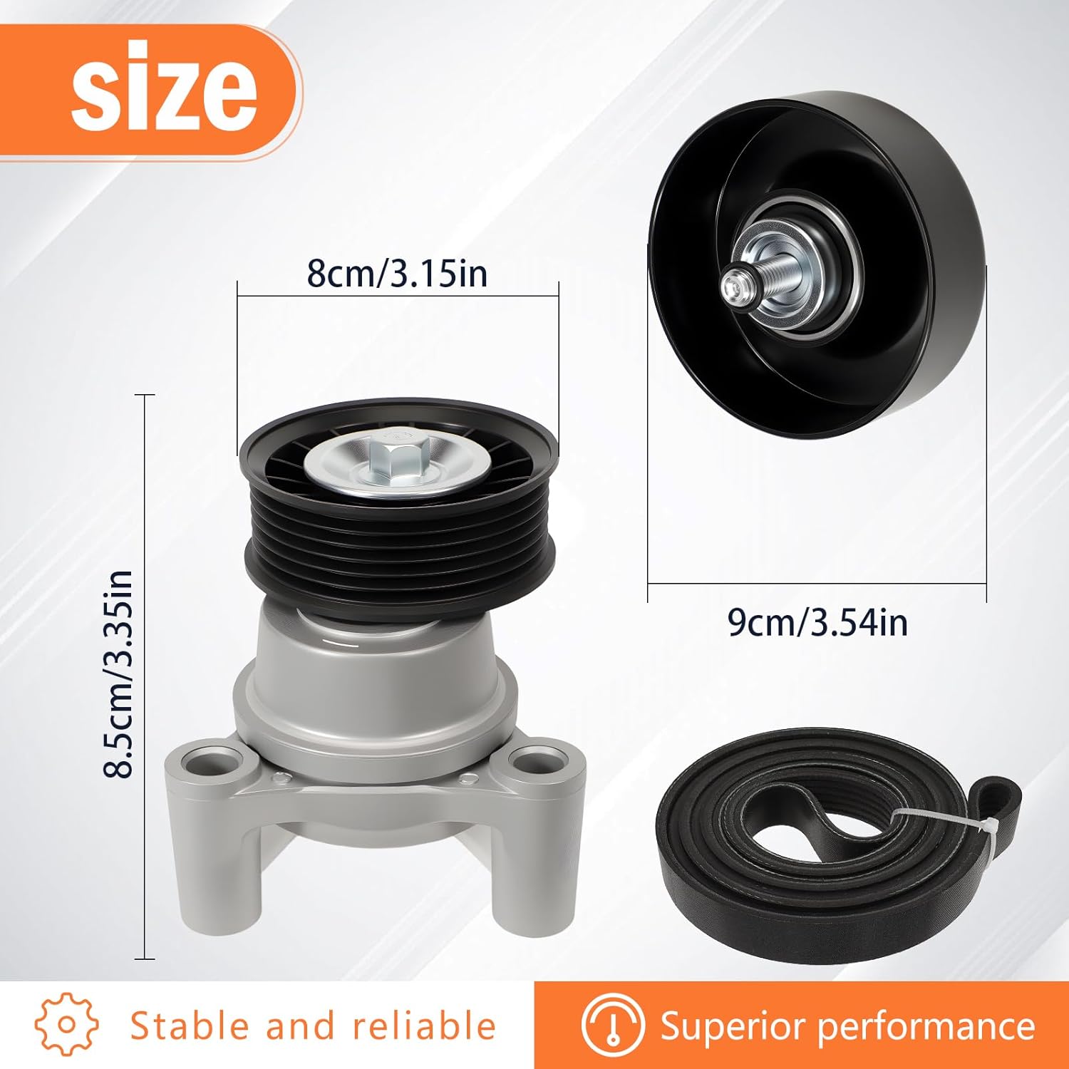 39083 Drive Belt Tensioner Pulley Compatible With Silverado 1500 Sierra 1500 2009 2010 2011 2012 2013 Avalanche 2009 Hummer H2 90K-39083A Serpentine Belt Drive 49275 19193110 88929140 12609719