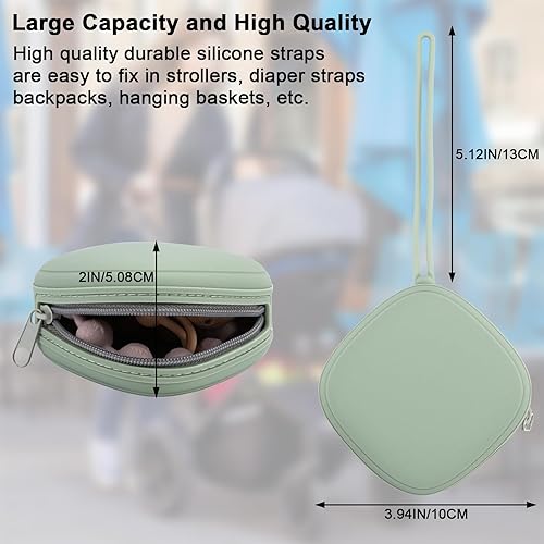 Miniatura 3 de Estuche portátil de silicona para chupete de 2 unidades, funda de silicona para chupete, bolsa de silicona sin BPA, azul y verde